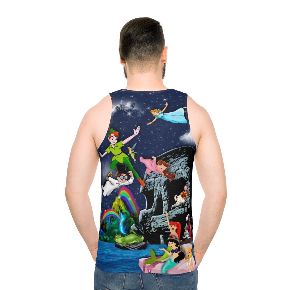 Peter Pan Unisex Tank Top with Neverland and Skull Graphic - men back