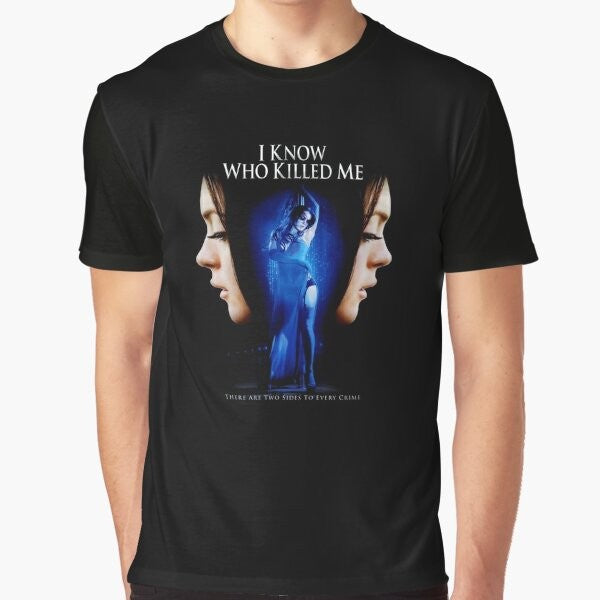 "I Know Who Killed Me" cult movie graphic t-shirt featuring Lindsay Lohan