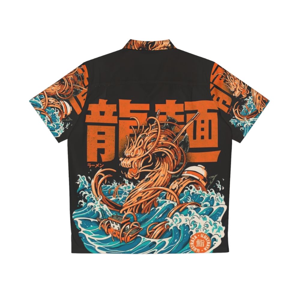 Black Great Ramen Dragon Off Kanagawa Hawaiian Shirt - Anime Inspired Retro Design - Back