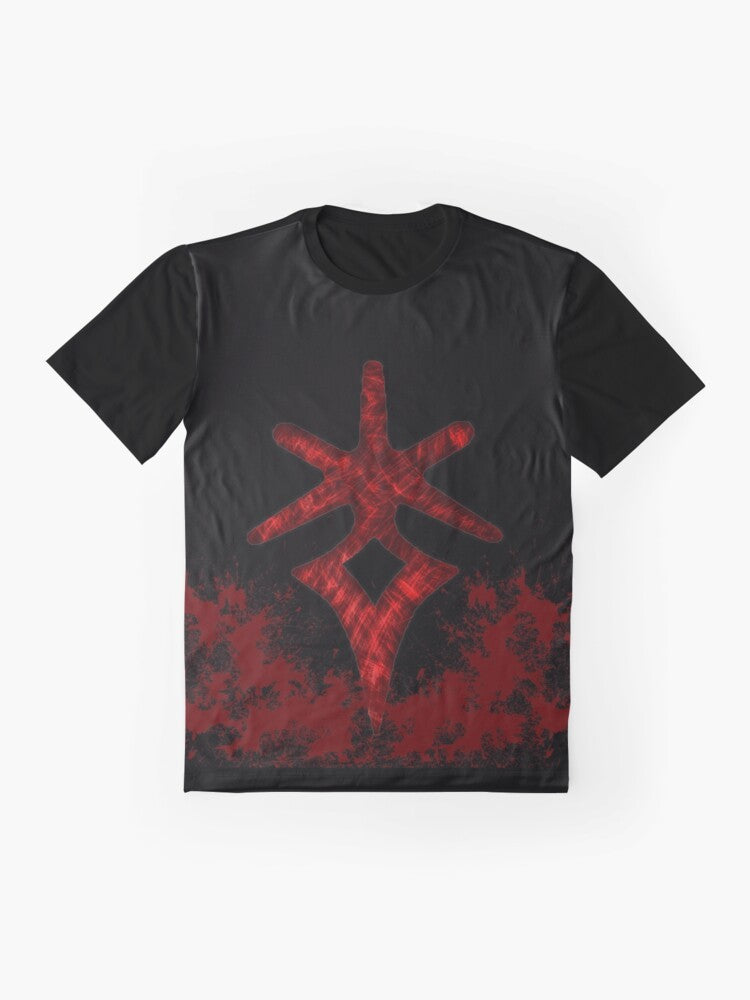 Graphic t-shirt featuring the dark knight class and claymore sword from Final Fantasy XIV - Flat lay