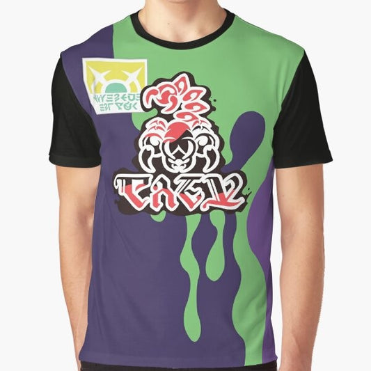 Klara, the Poison Trainer, from the Pokemon Sword and Shield video game, on a graphic t-shirt