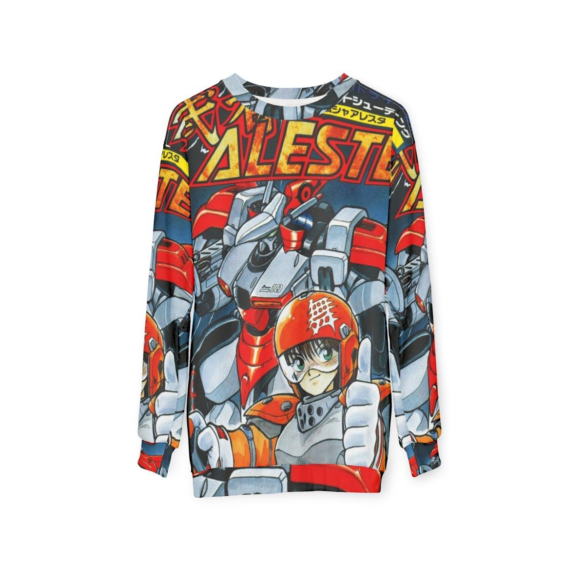 Musha Aleste Retro Gaming Sweatshirt - hanging