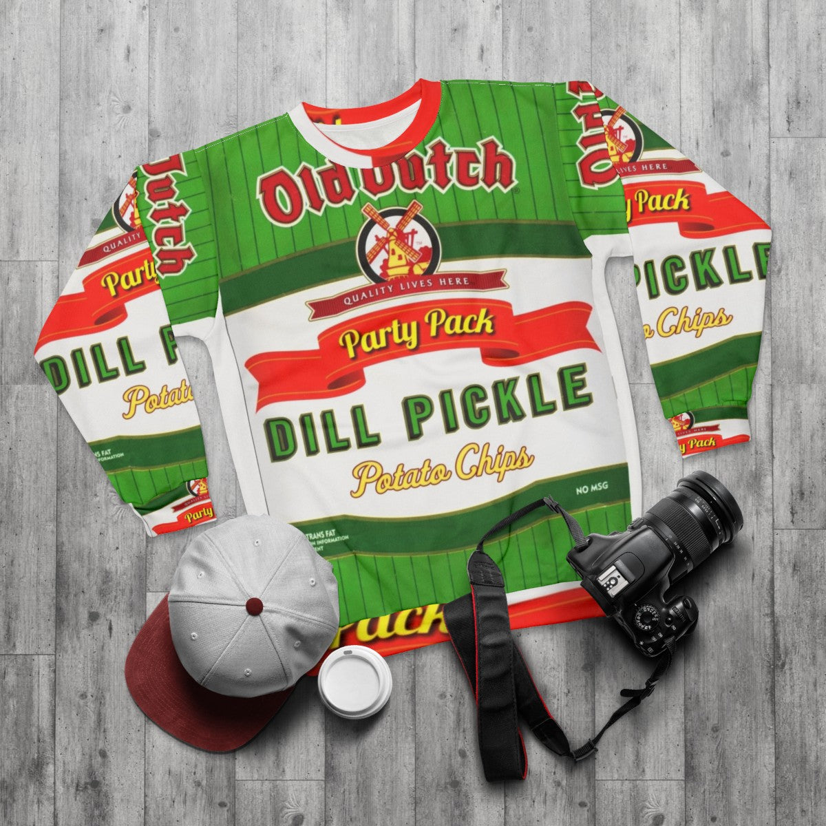 Old Dutch Dill Pickle Chips Sweatshirt - flat lay