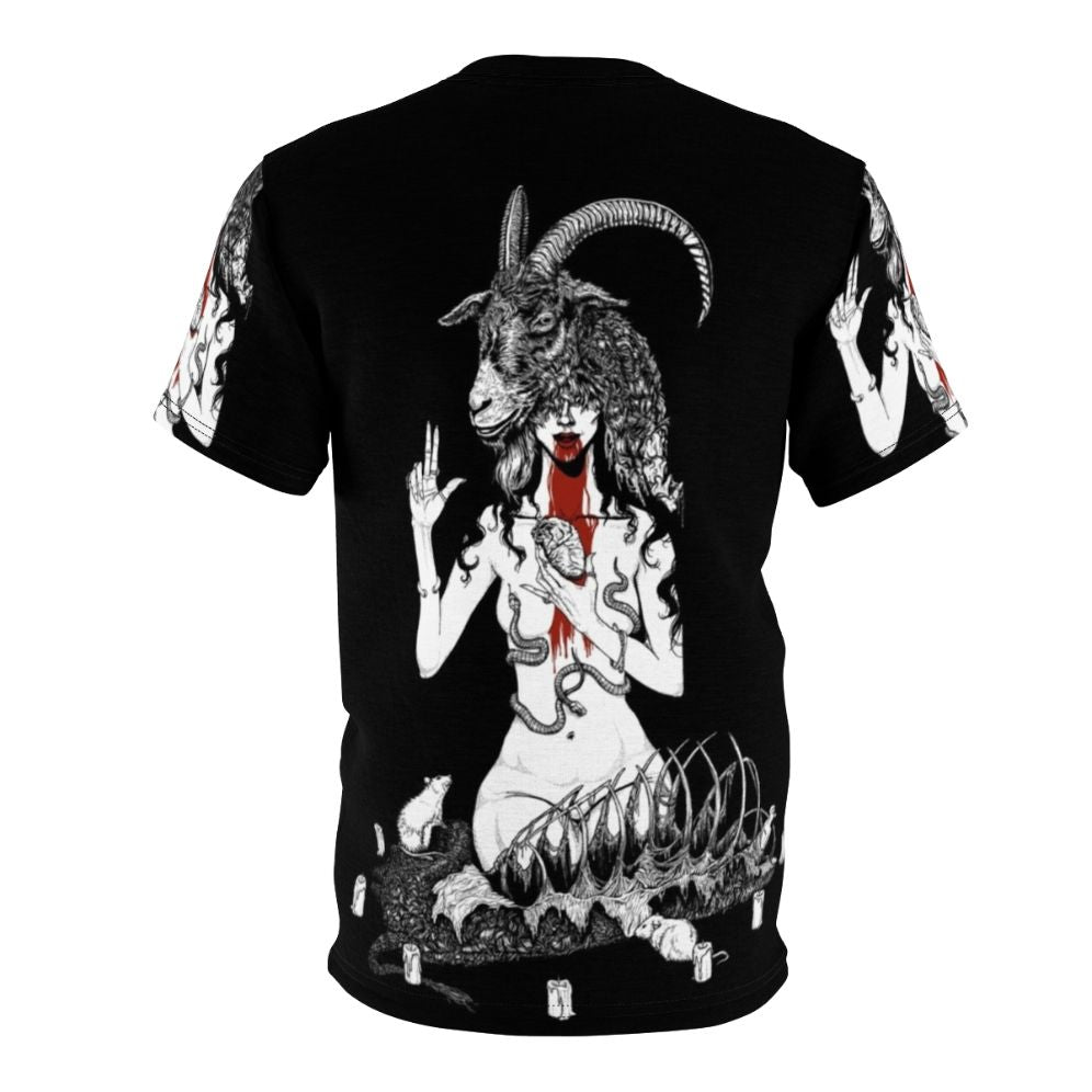 Occult satanic horror t-shirt with baphomet, demons, and pagan symbols - Back