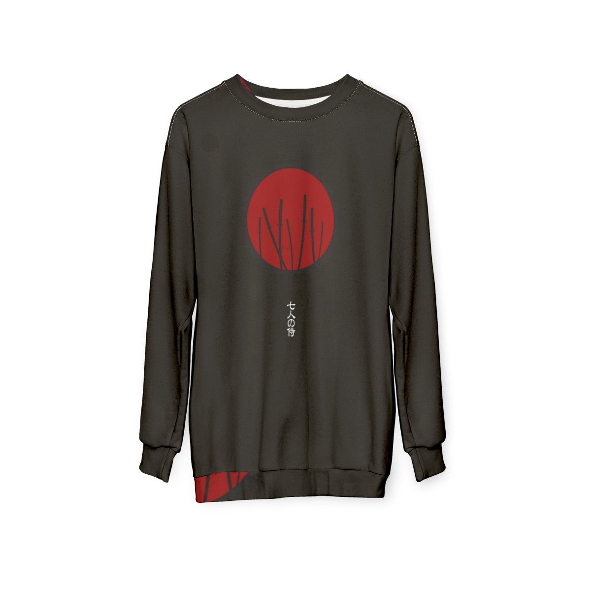 Seven Samurai inspired sweatshirt with katana design - hanging