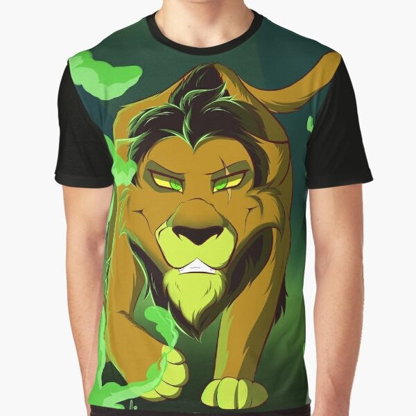 Scar, the iconic villain from The Lion King, featured on a graphic t-shirt