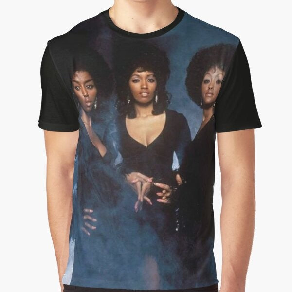 Vintage graphic t-shirt featuring the iconic 1970s soul group, The Three Degrees