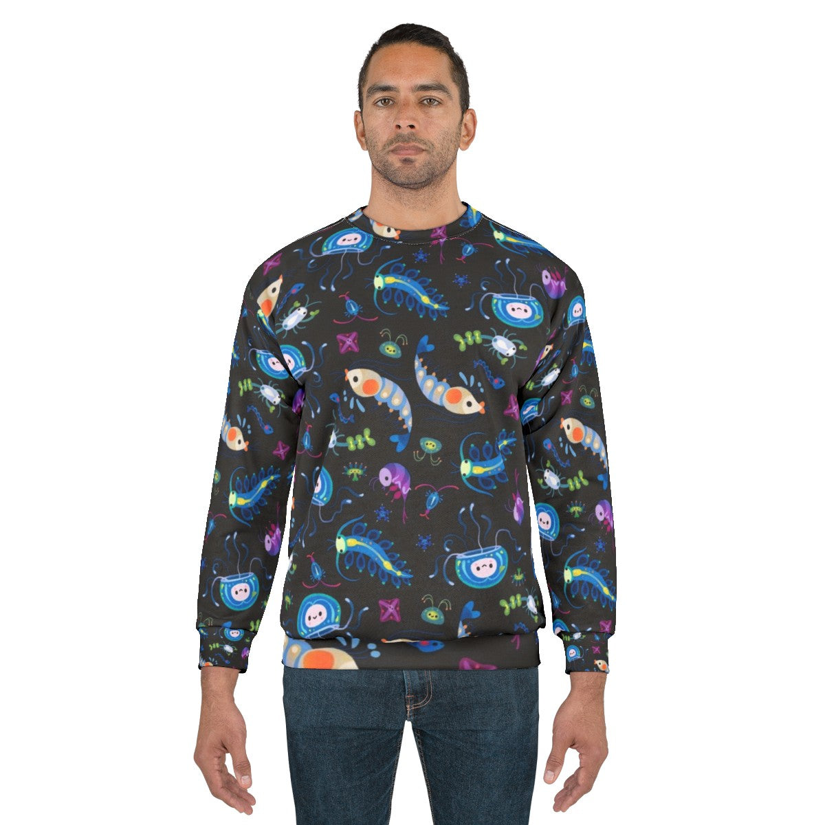 Zooplankton sweatshirt featuring microscopic ocean creatures - men