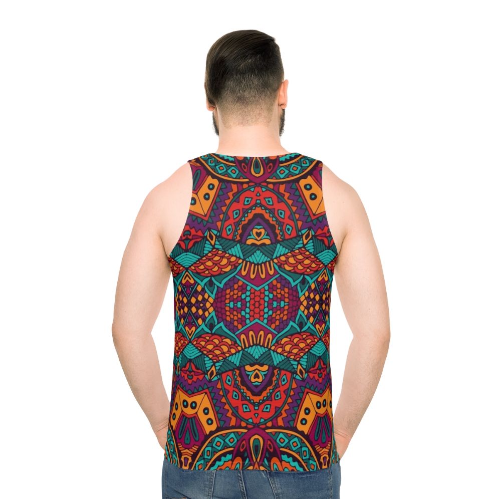 Tribal vintage ethnic pattern unisex tank top - men back