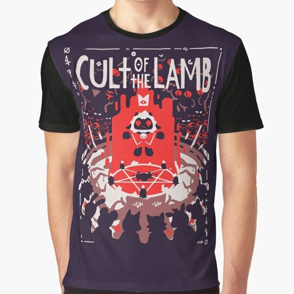 Cult of the Lamb graphic t-shirt featuring a stylized sheep design