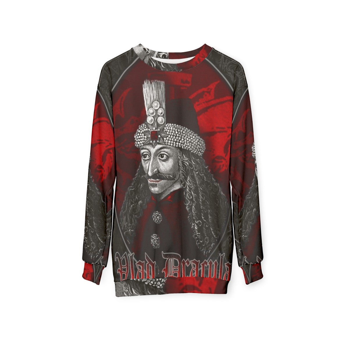 Vlad Dracula Gothic Sweatshirt with Vampire Imagery - hanging