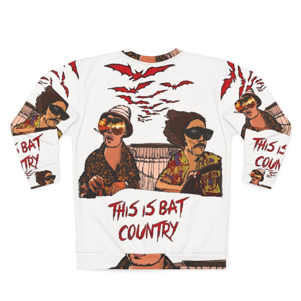 Bat Country Sweatshirt with Fear and Loathing in Las Vegas and Hunter S. Thompson inspired psychedelic design - Back