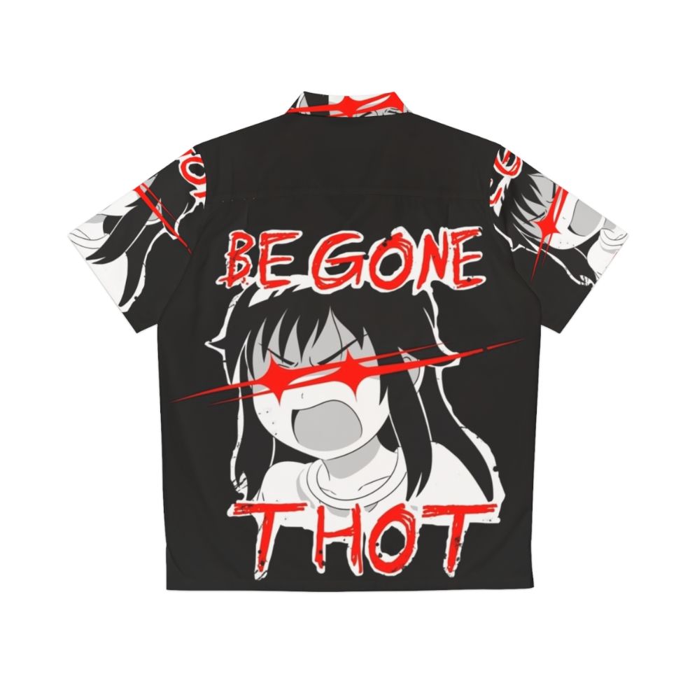 Angry "Be Gone Thot" Hawaiian Shirt with Red Eyes Design - Back