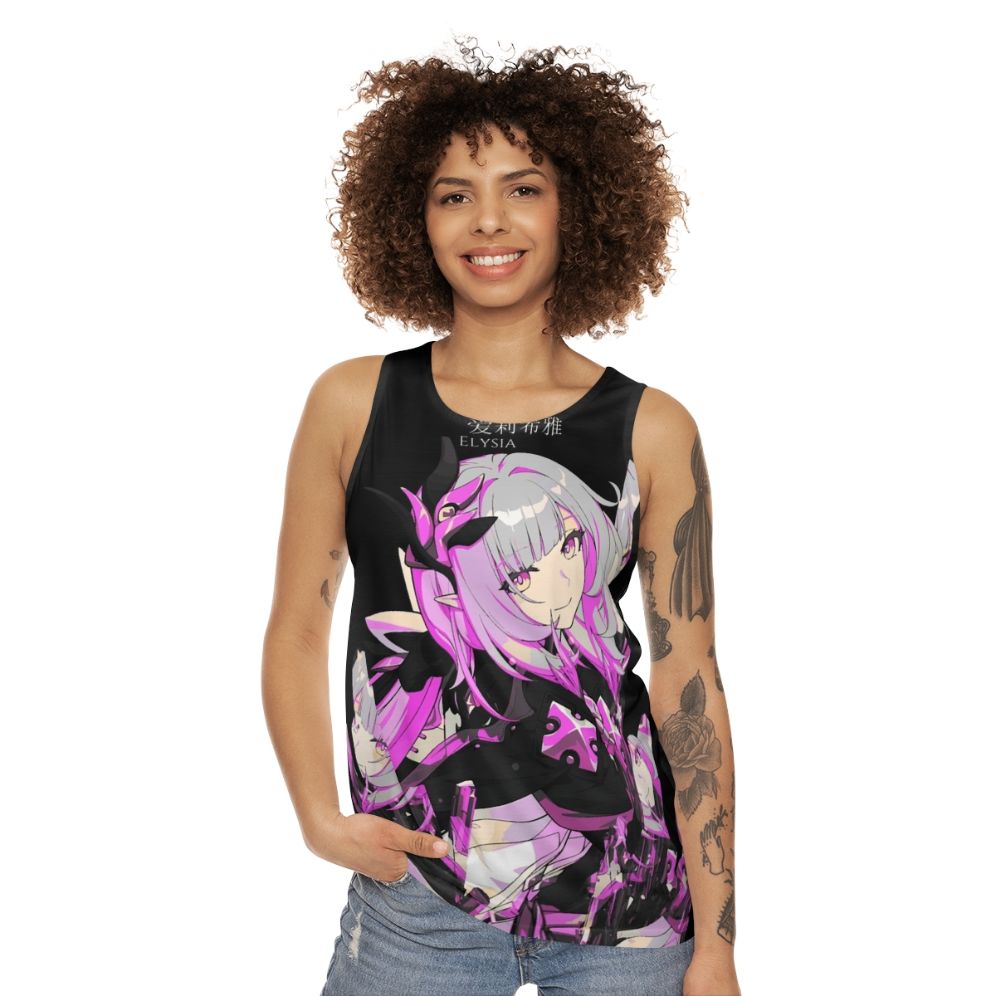 Reflective crystal unisex tank top with fantasy and anime design - women