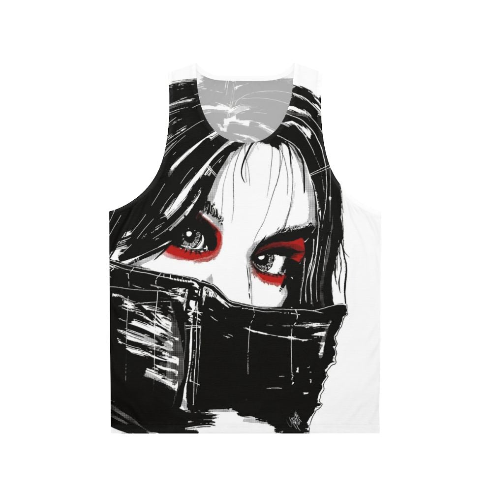 Lady Vengeance Unisex Tank Top featuring noir-inspired artwork