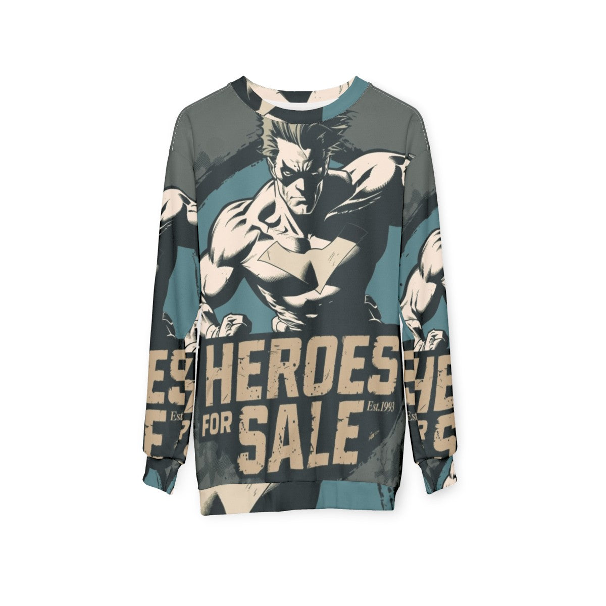 Heroes For Sale 1993 Superhero Sweatshirt - hanging