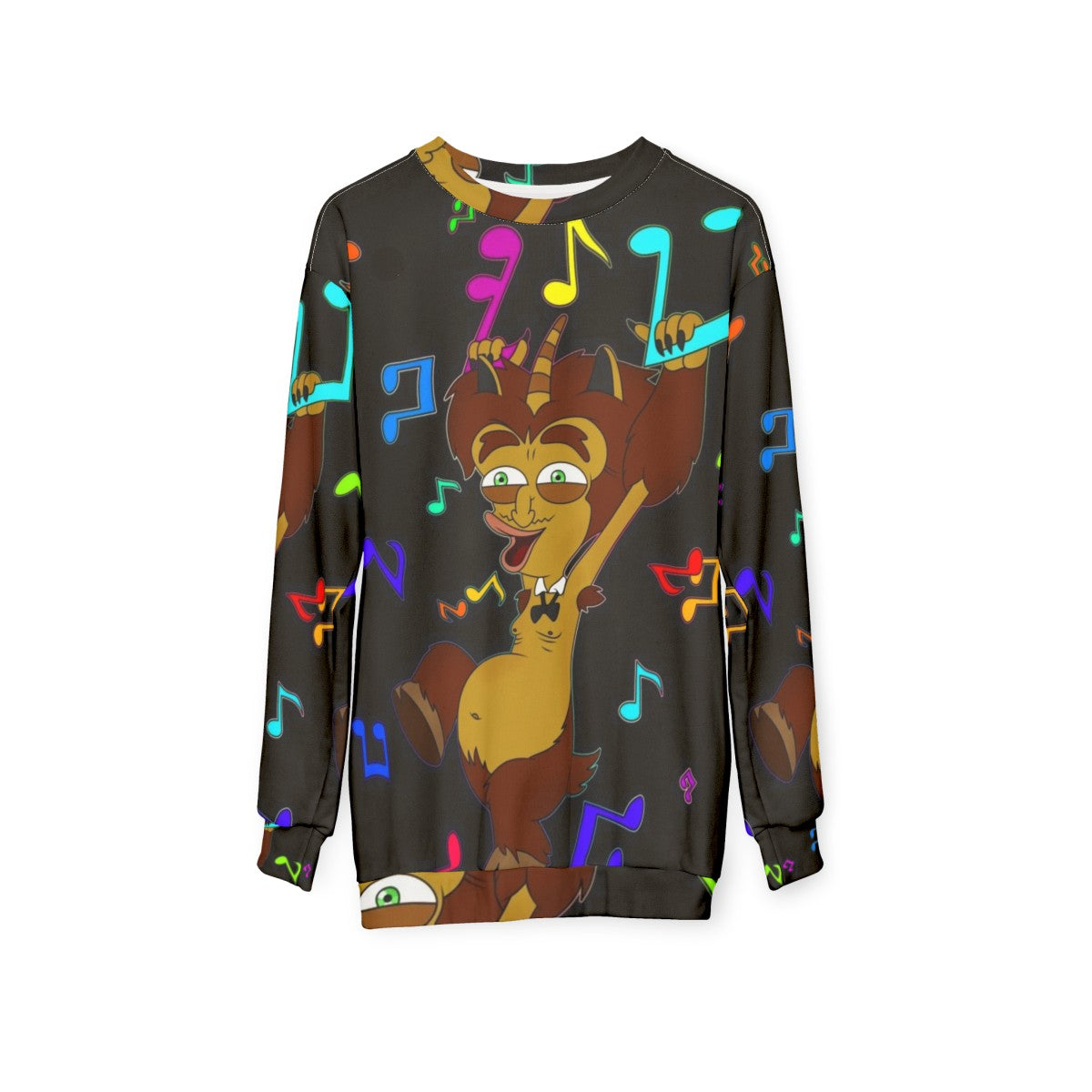 Big Mouth Maury Music Sweatshirt featuring hormone monster and adolescent animation - hanging