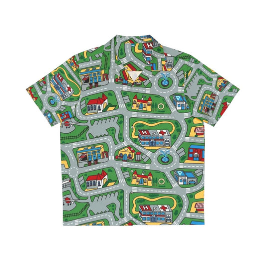 90s nostalgic toy car city carpet road rug Hawaiian shirt