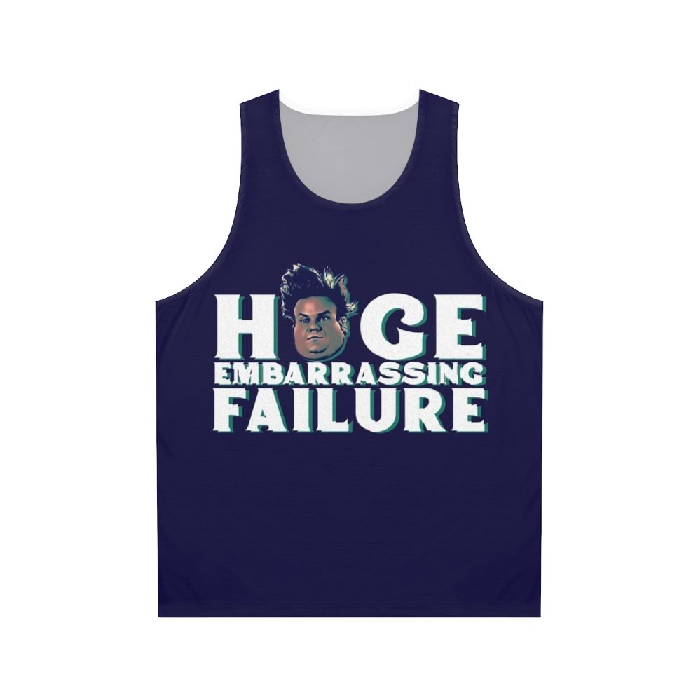 Unisex tank top featuring Chris Farley's iconic 'Huge Embarrassing Failure' character