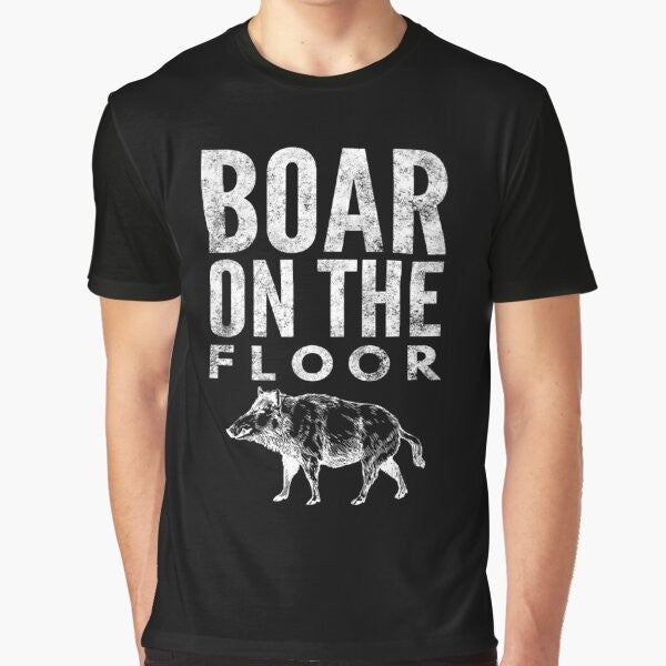 Graphic T-Shirt featuring a boar design, inspired by the popular TV show Succession