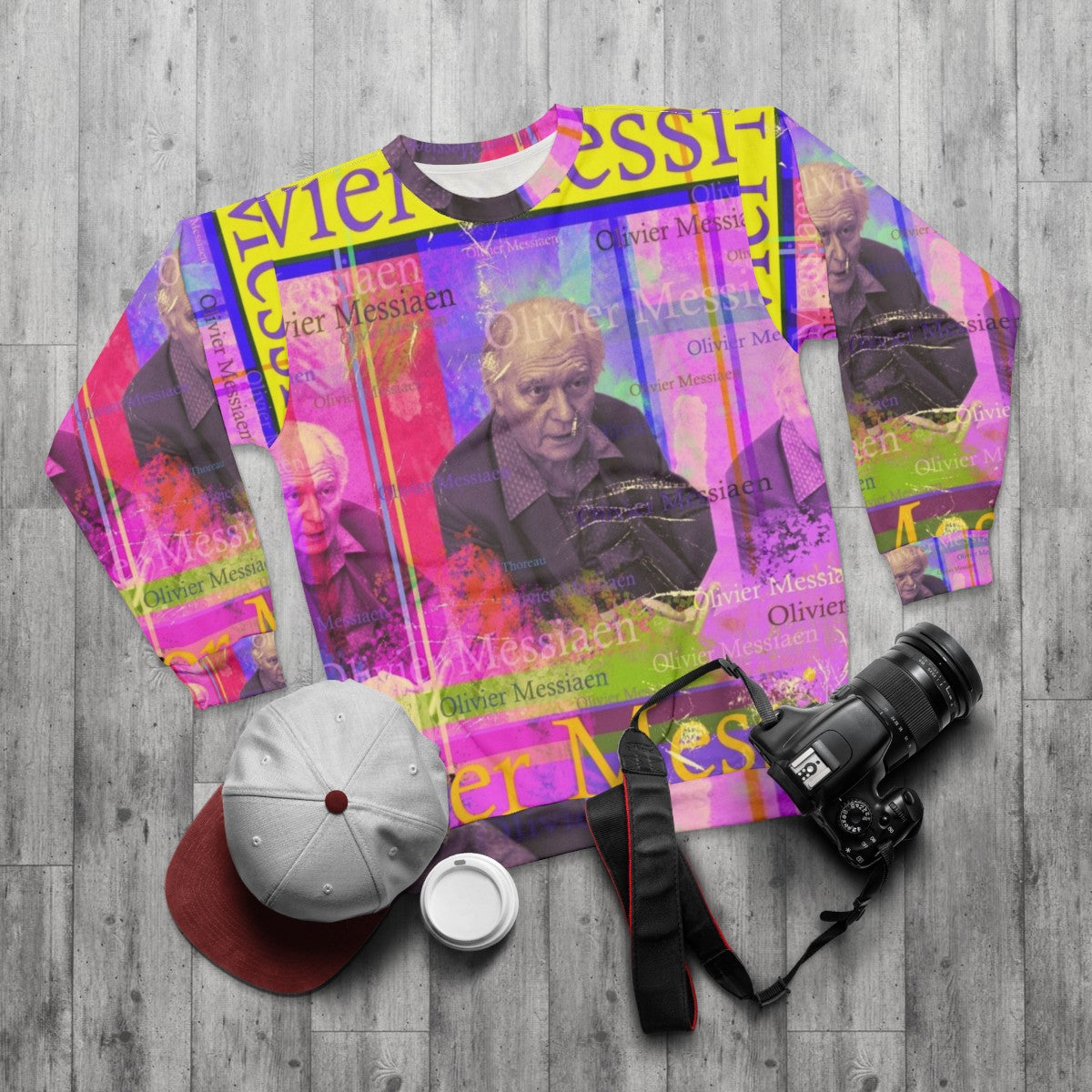 Olivier Messiaen Portrait Aesthetic Sweatshirt - flat lay