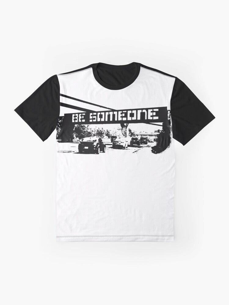 "Be Someone" Houston graphic t-shirt featuring a two-tone community and diversity design - Flat lay