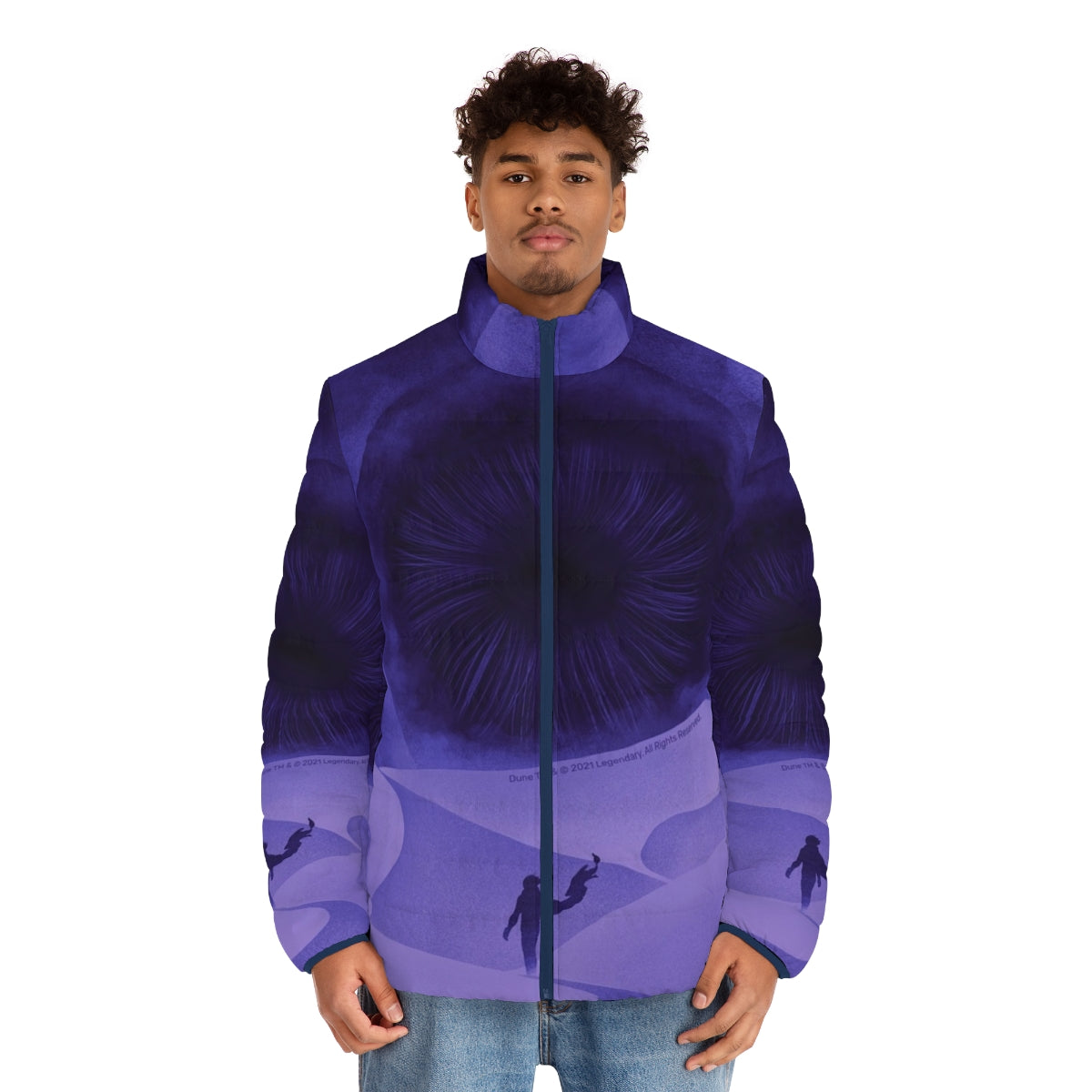 Purple moons puffer jacket inspired by the Dune movie - men front