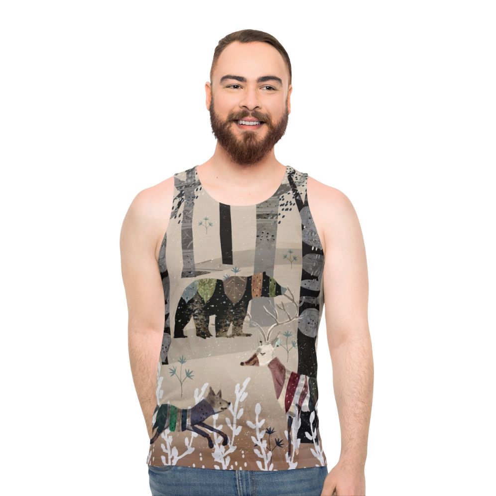 Watercolor forest animals unisex tank top - men