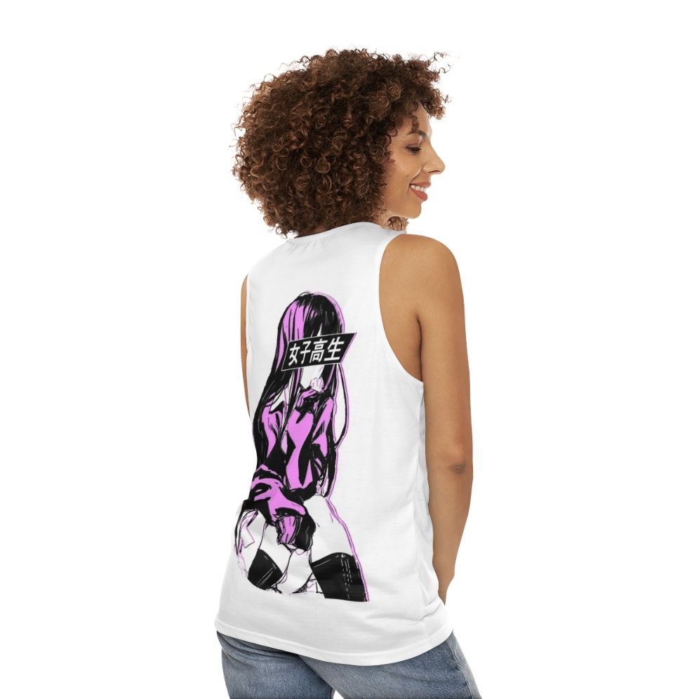 Sad anime Japanese aesthetic unisex tank top - women back