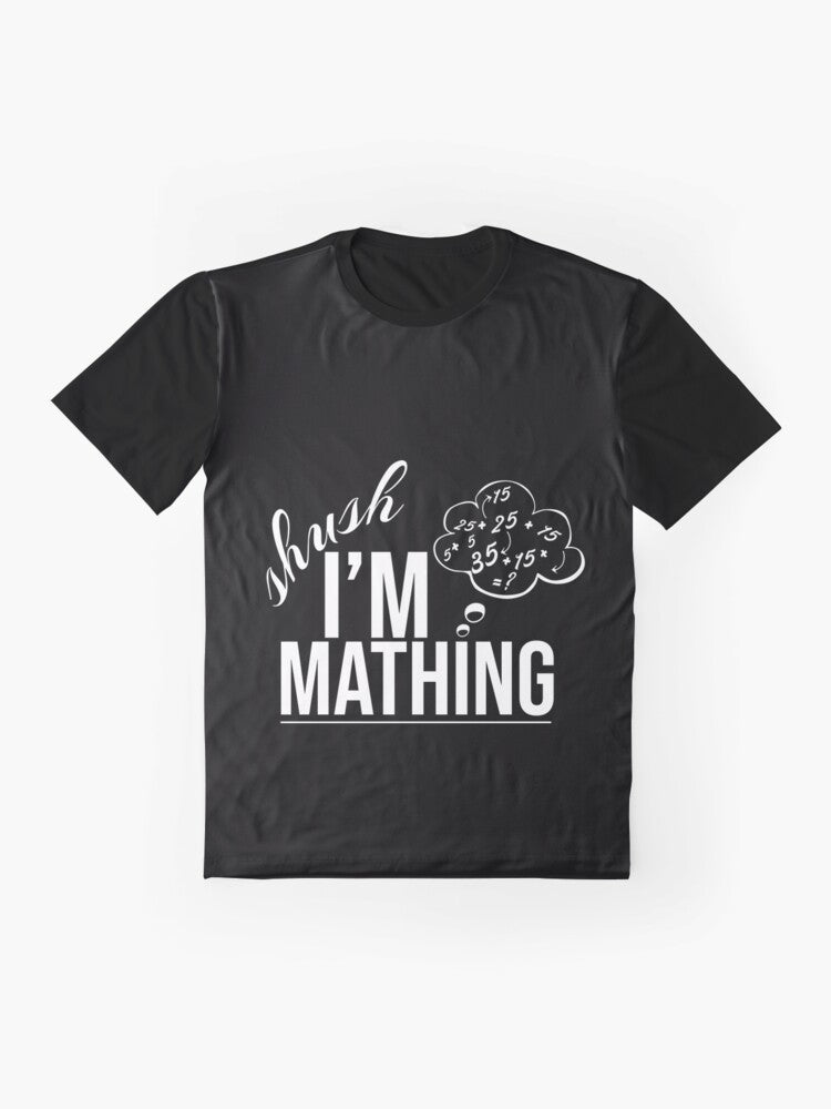 Mathing graphic t-shirt with a trendy geometric pattern design - Flat lay