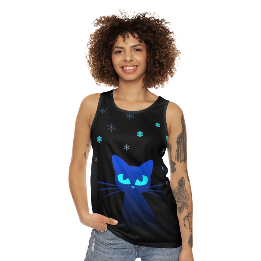 Glow in the dark cat unisex tank top - women