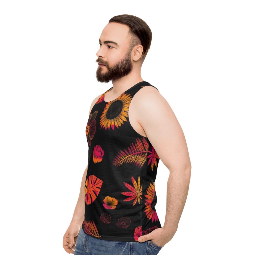 Tropical Floral Unisex Tank Top - men side