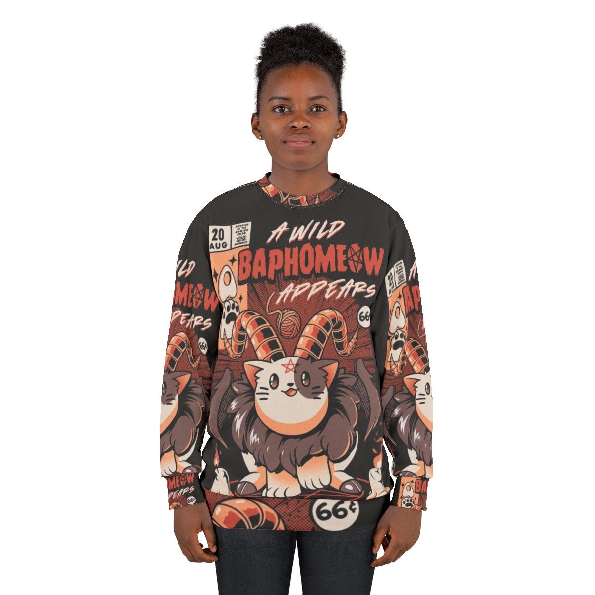 Baphomeow Cat Sweatshirt with Baphomet Design - women