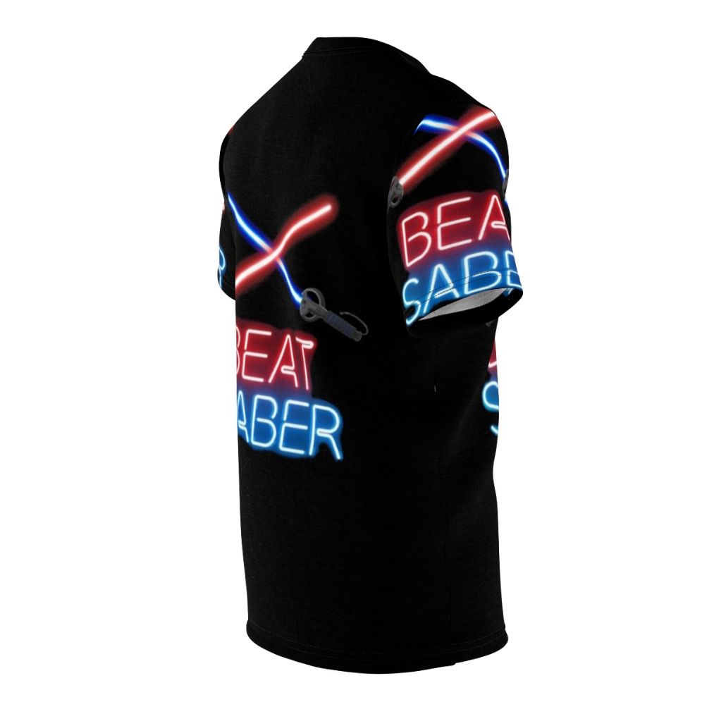 Vibrant Beat Saber-inspired T-Shirt featuring colorful blocks and sabers - men right