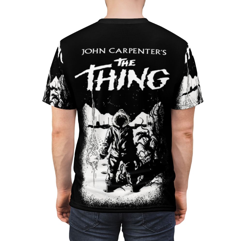 Vintage-style t-shirt inspired by the 1982 cult classic horror film "The Thing" directed by John Carpenter - men back