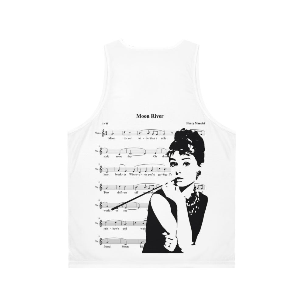 Vintage AOP T-Shirt with Audrey Hepburn and Moon River Motifs - Back