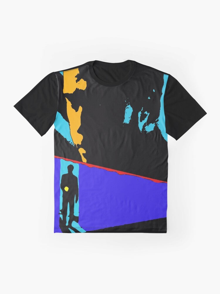 Manhunter graphic t-shirt with iconic horror movie characters like Hannibal Lecter and Francis Dolarhyde - Flat lay