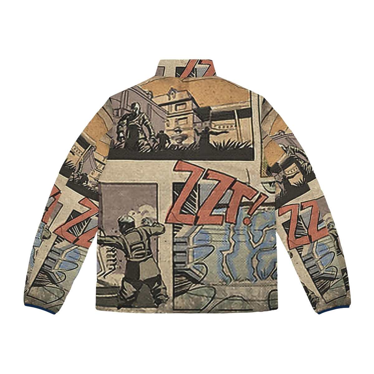 Zombies Loading Screen Comic Puffer Jacket - Call of Duty Inspired Apparel - Back