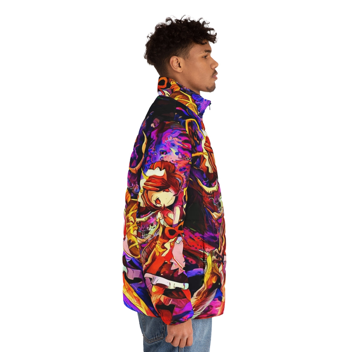 Puffer jacket featuring an insect-inspired design, perfect for fans of the anime series Overlord - men side right