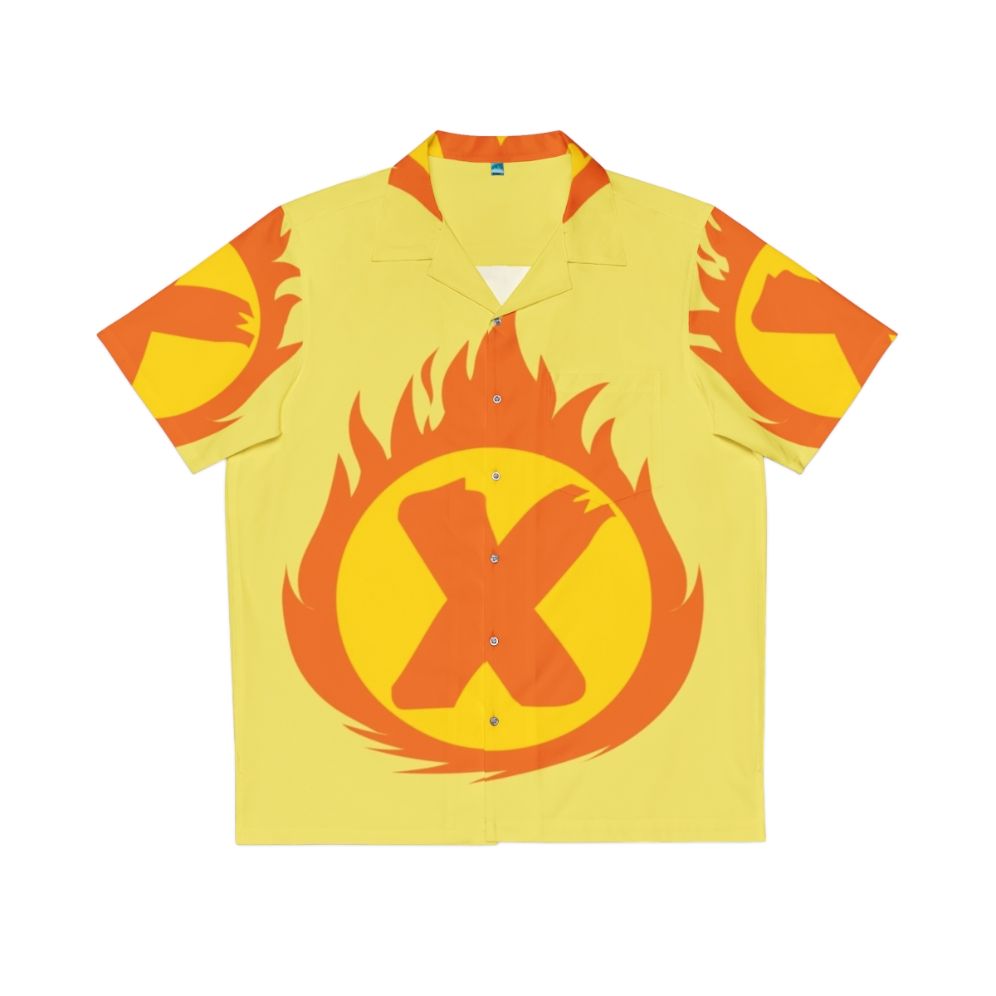 Superhero Letter X Fire Hawaiian Shirt