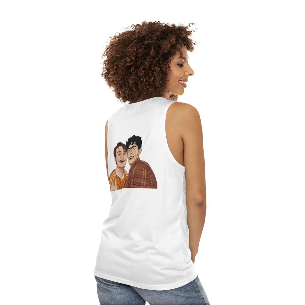 Heartstopper Netflix Nick and Charlie Smiling Unisex Tank Top - women back