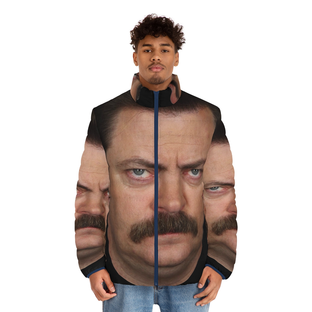 Ron Swanson Puffer Jacket - Parks and Recreation Inspired Clothing - men front