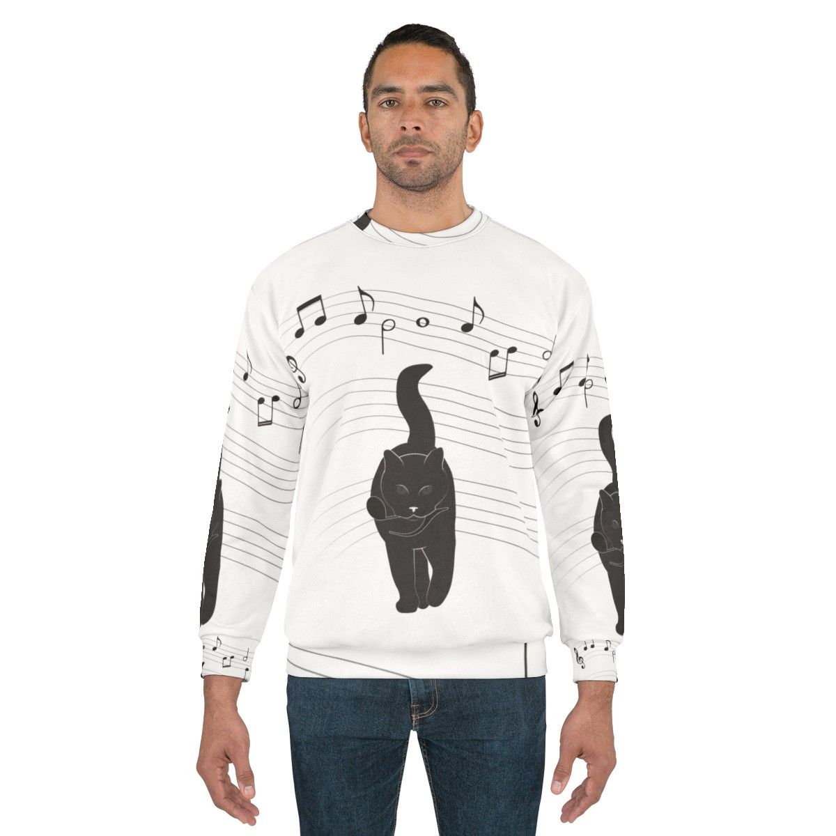 Hunter Sweatshirt with Music Notes and Cats - men