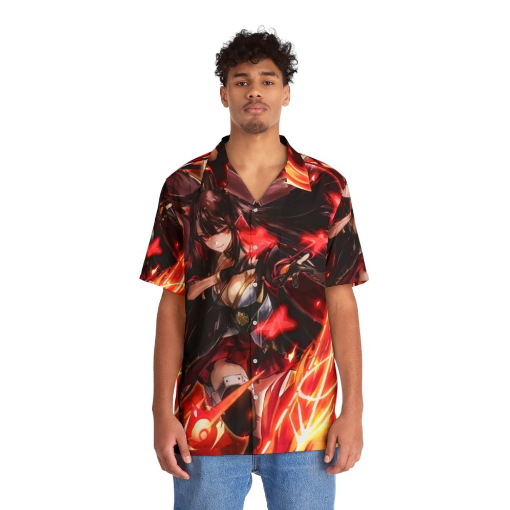 Akagi Hawaiian Shirt with Anime-Inspired Kitsune Fox Design - Lifestyle