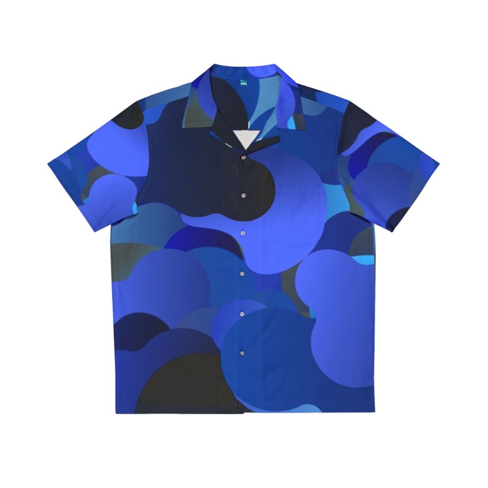 Blue camouflage Hawaiian shirt with tropical print pattern