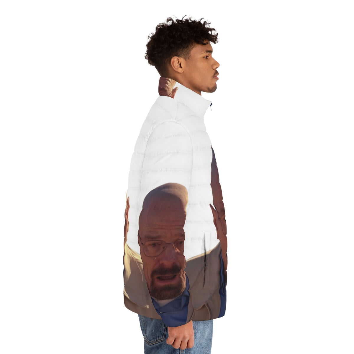 Walter White Meme Puffer Jacket featuring the iconic character from Breaking Bad - men side right