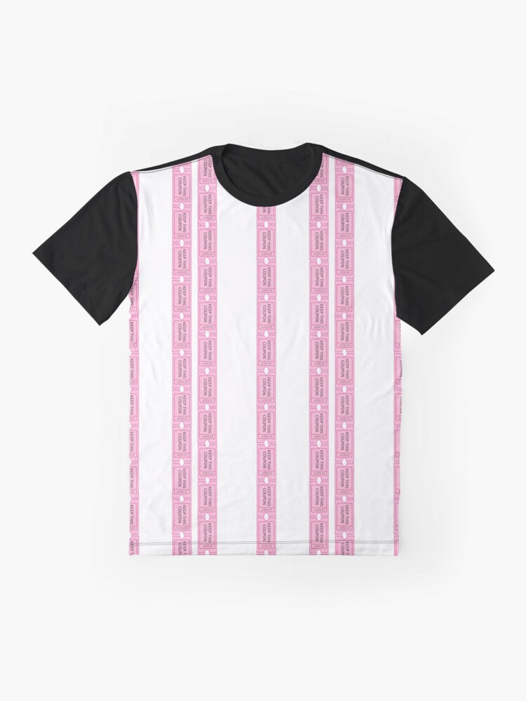 Keep Coupon Graphic T-Shirt with Carnival Tickets Pattern - Flat lay