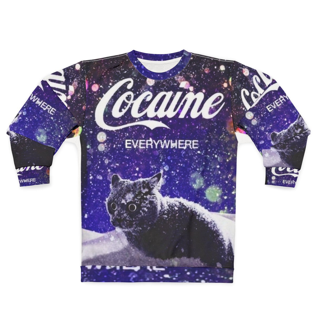 Cocaine Cat Sweatshirt with Quirky Cat Graphic