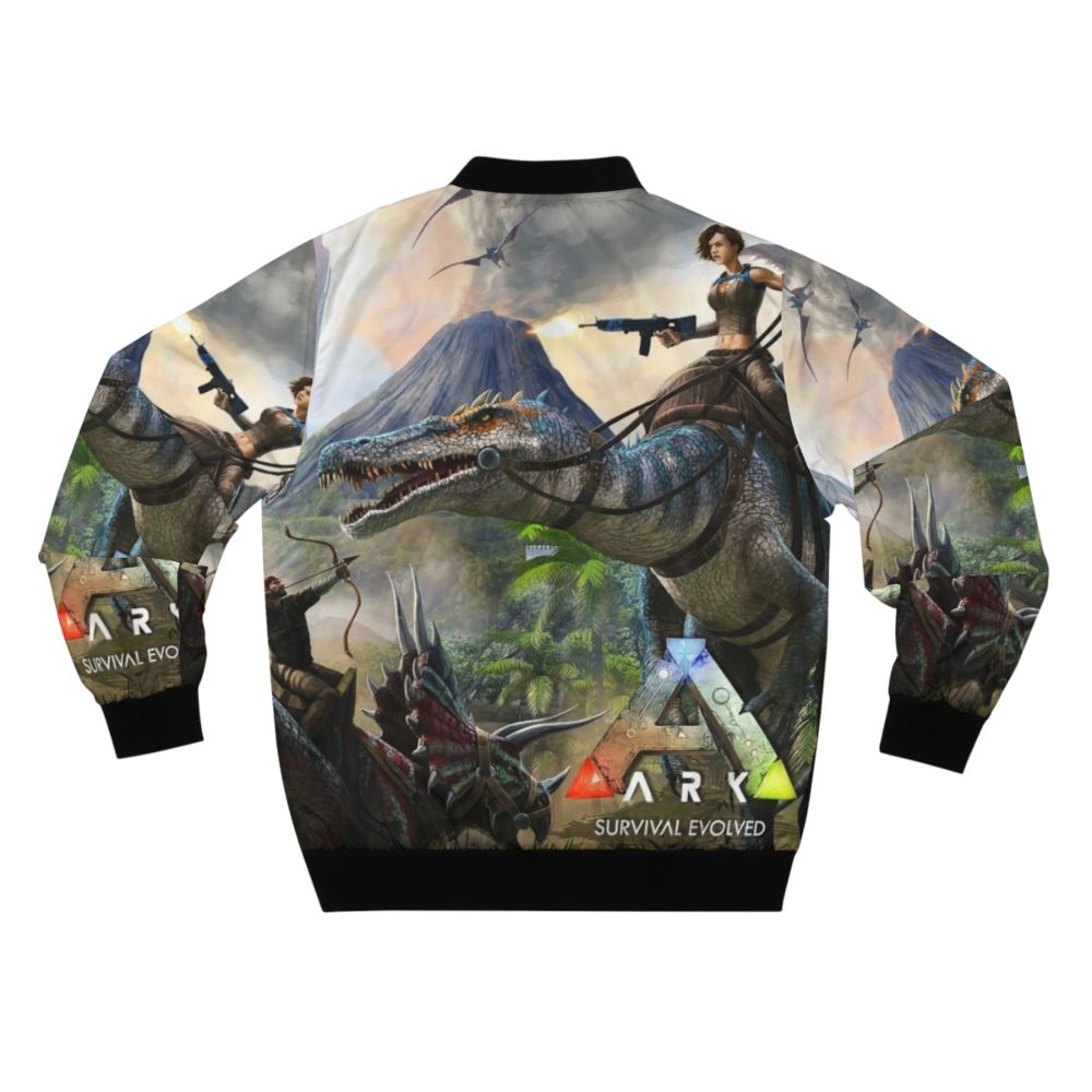 Bomber jacket with Ark Survival Evolved gaming and dinosaur design - Back