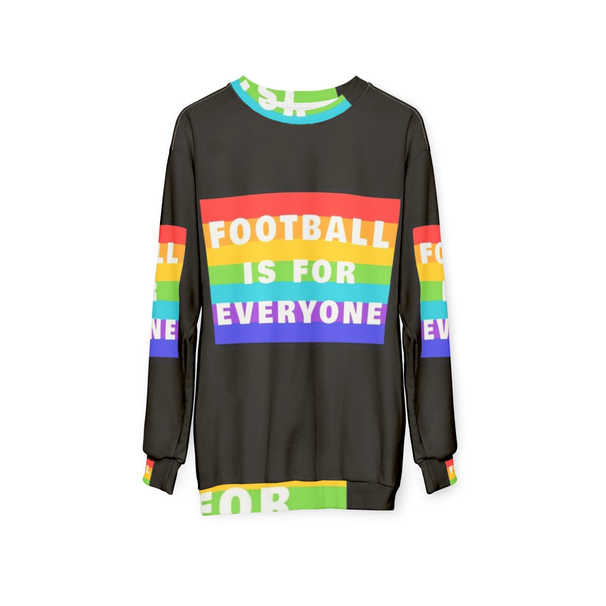 Unisex football sweatshirt with "Football Is For Everyone" message - hanging